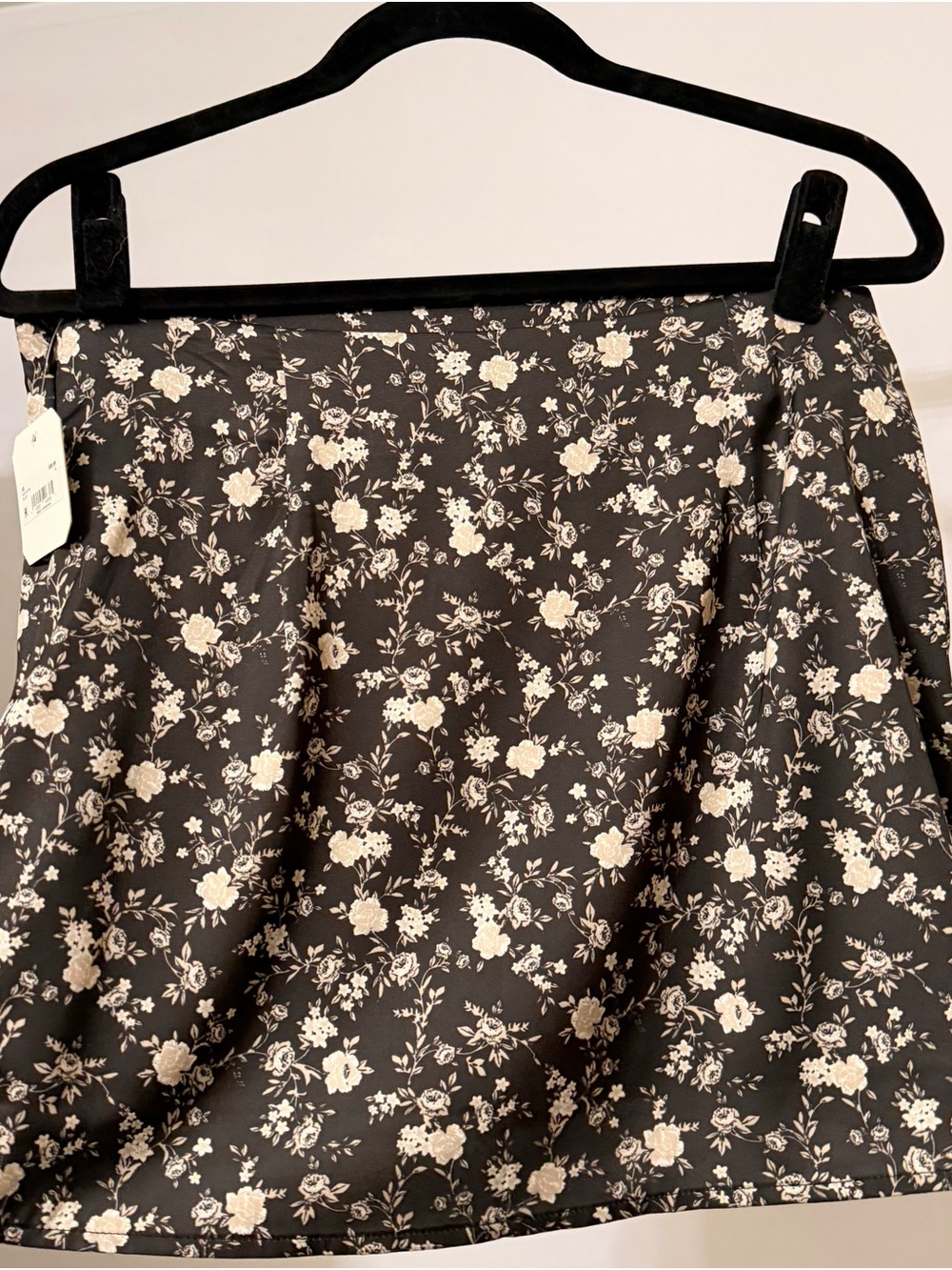 Altar'd State Black Skirt with Cream Floral Print